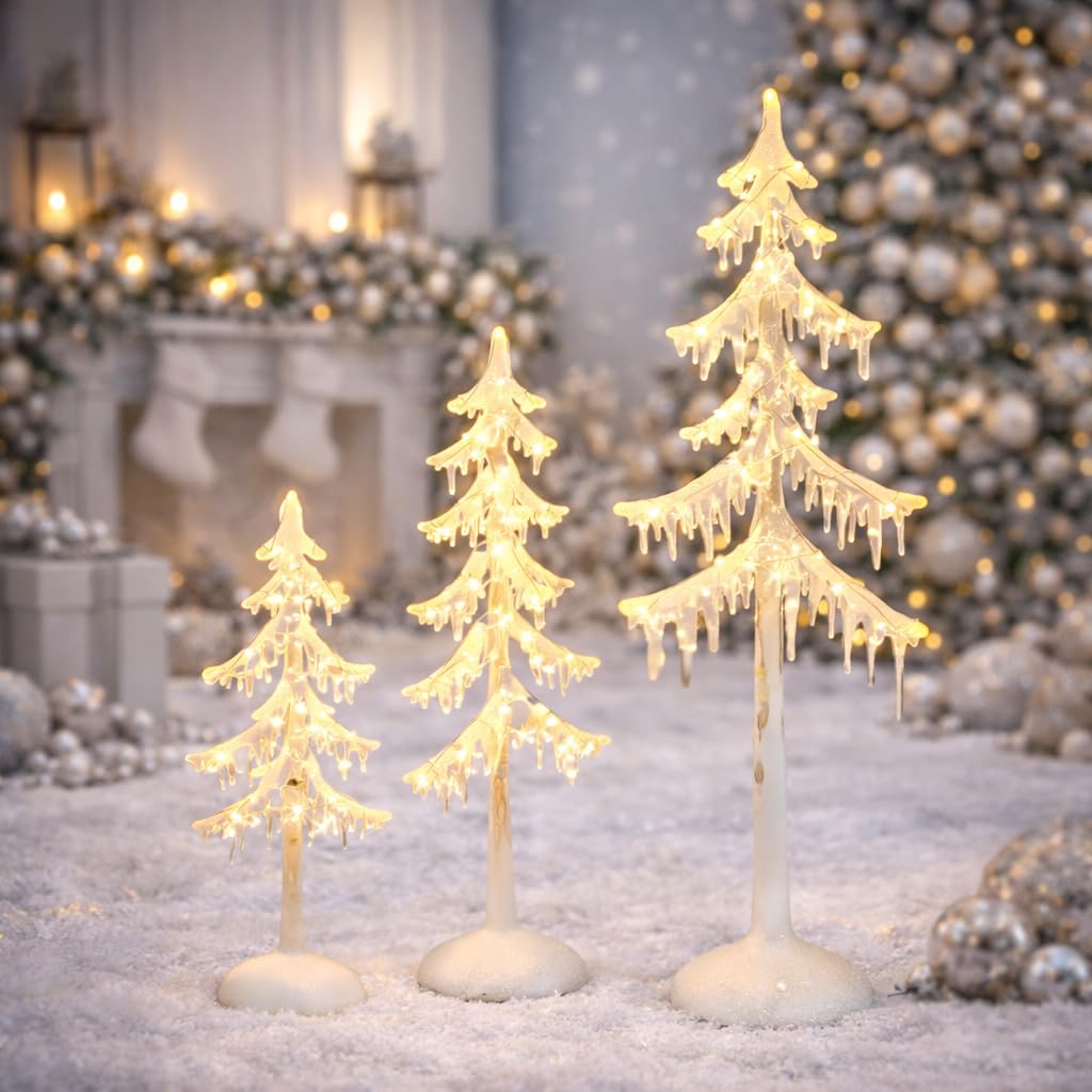 Amazon.com: Moments in Time Acrylic Icicle Trees 3-Pack LED